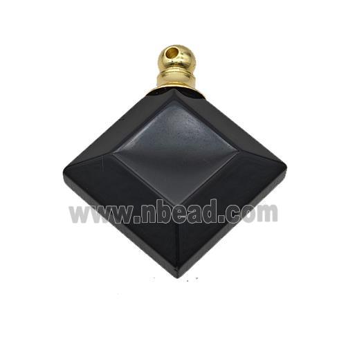 Natural Black Obsidian Perfume Bottle Pendant Square