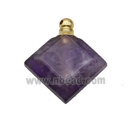 Natural Purple Amethyst Perfume Bottle Pendant Square