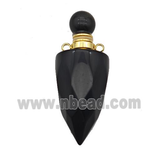 Natural Black Obsidian Perfume Bottle Pendant Bullet