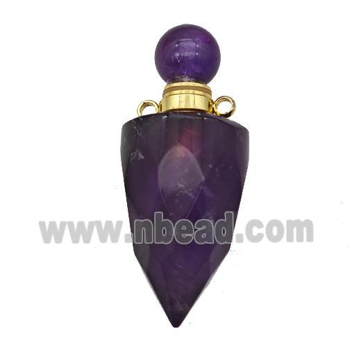 Natural Purple Amethyst Perfume Bottle Pendant Bullet