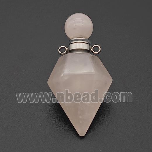 Natural Rose Quartz Perfume Bottle Pendant