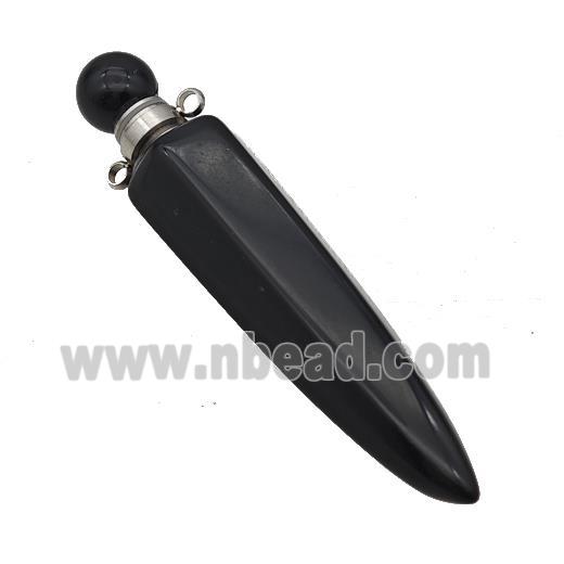 Natural Black Obsidian Perfume Bottle Pendant Bullet