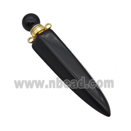 Natural Black Obsidian Perfume Bottle Pendant Bullet