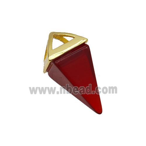 Natural Red Agate Pendulum Dye Copper Gold Plated