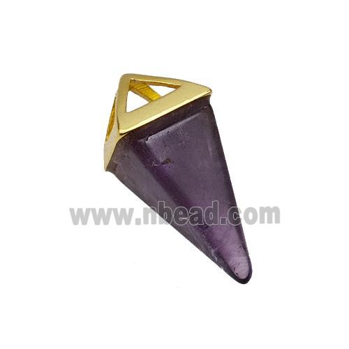 Natural Purple Amethyst Pendulum Copper Gold Plated