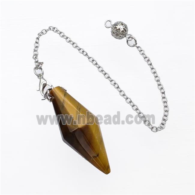 Tiger Eye Stone Pendulum Pendant With Chain