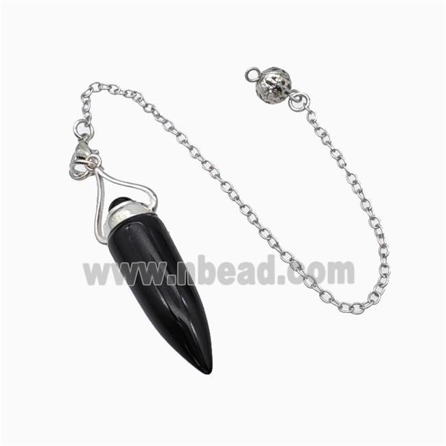 Black Obsidian Bullet Pendant With Chain