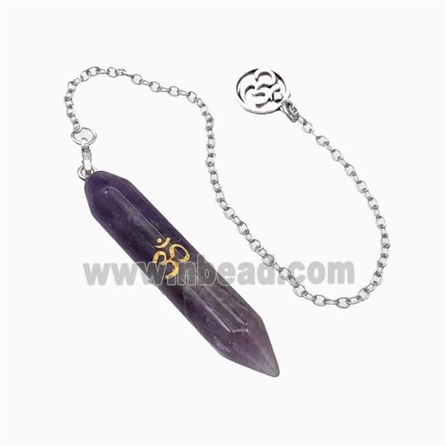 Purple Amethyst Prism Pendant With Chain