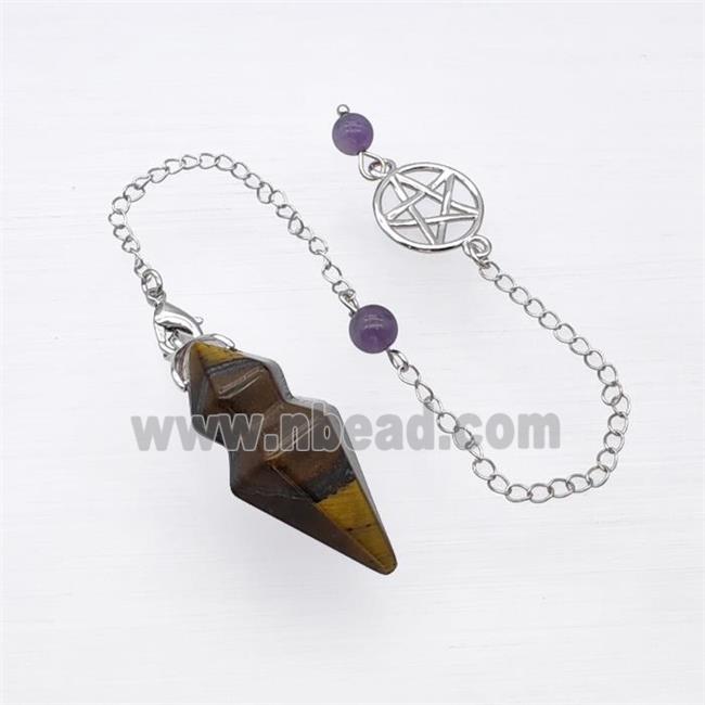 Tiger Eye Stone Pendulum Pendant With Chain