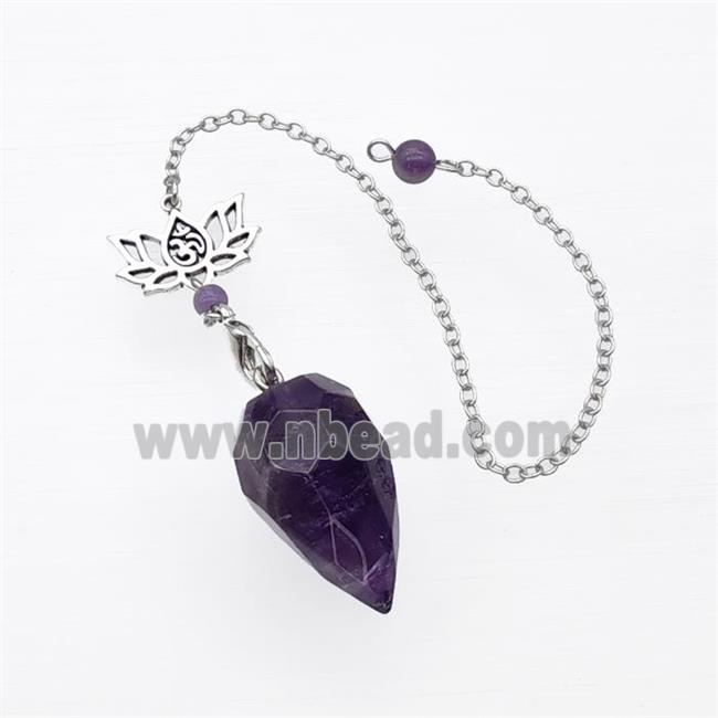 Purple Amethyst Pendulum Pendant With Chain Lotus