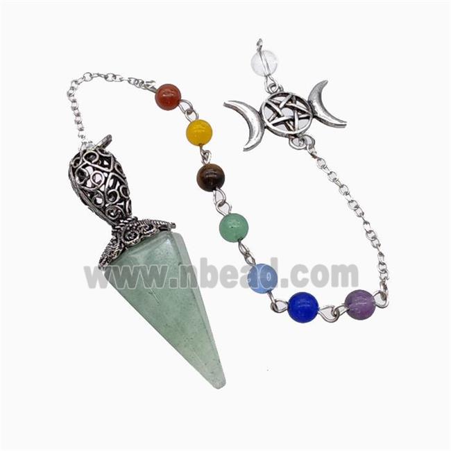 Green Aventurine Pendulum Pendant With Chakra Chain David Star