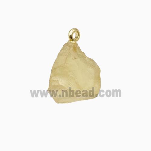 Lemon Quartz Nugget Pendant Freeform