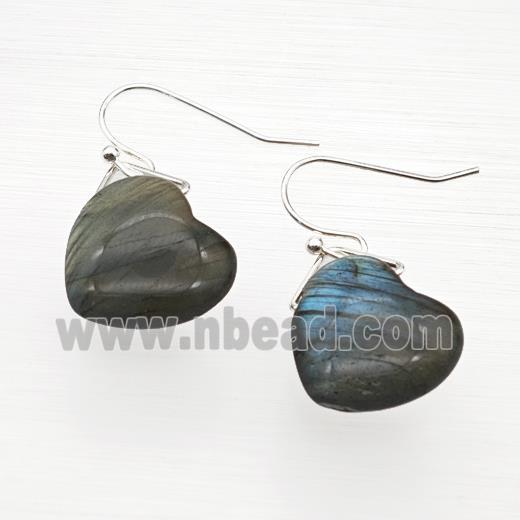 Natural Labradorite Heart Hook Earrings