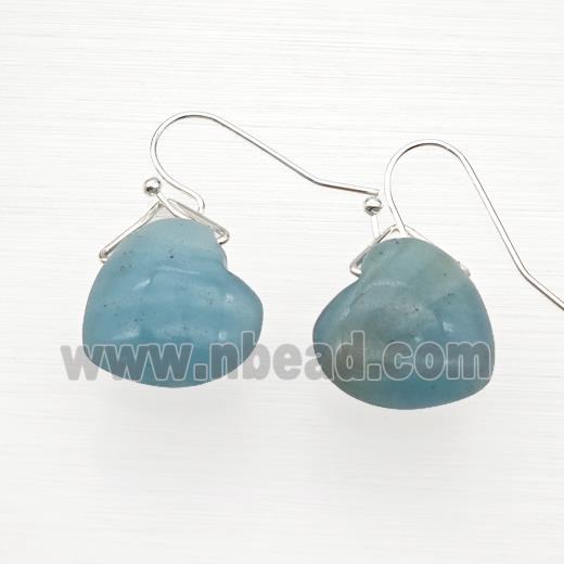 Natural Blue Amazonite Heart Hook Earrings