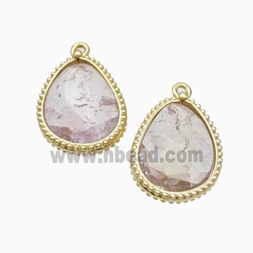 Natural Lt.purple Amethyst Teardrop Pendant Gold Plated