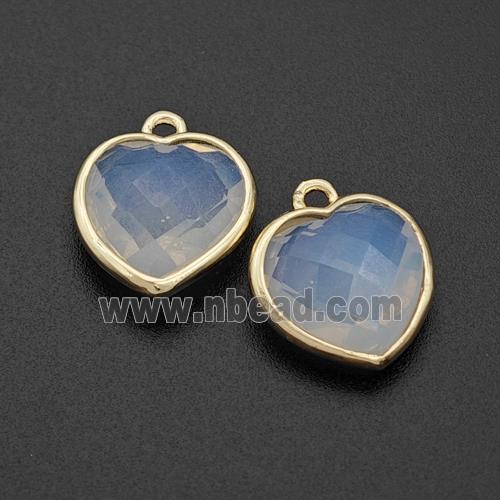 White Opalite Heart Pendant Faceted Gold Plated