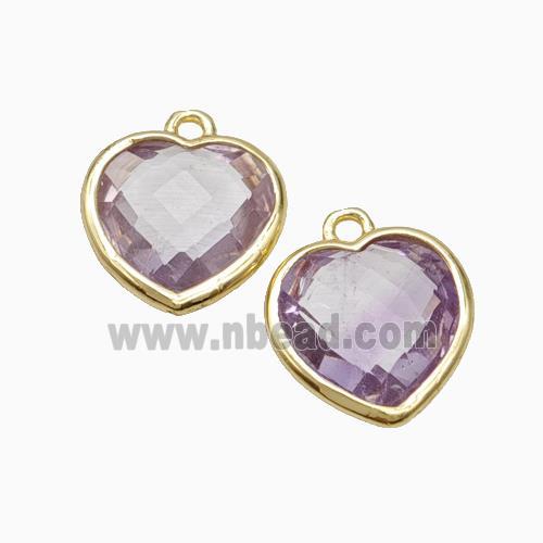 Natural Lt.purple Amethyst Heart Pendant Faceted Gold Plated