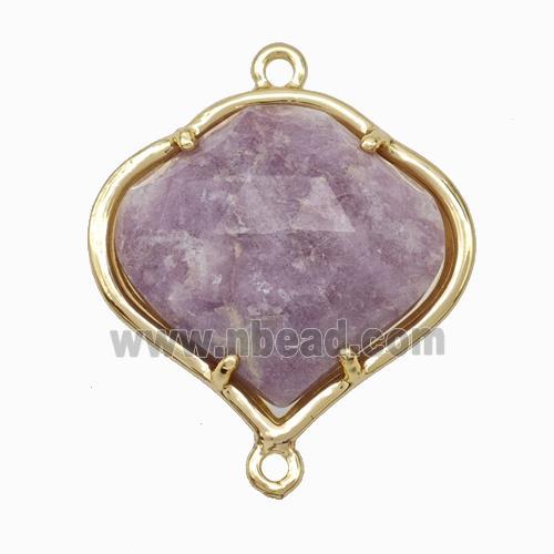 Natural Lilac Jasper FireBalloon Connector Gold Plated