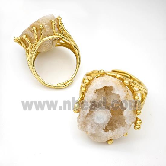 Copper ring pave gemtone, gold plated