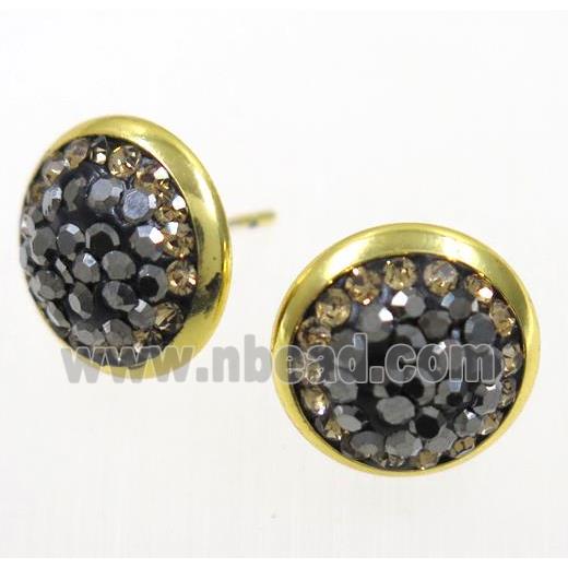 resin earring studs paved rhinestone