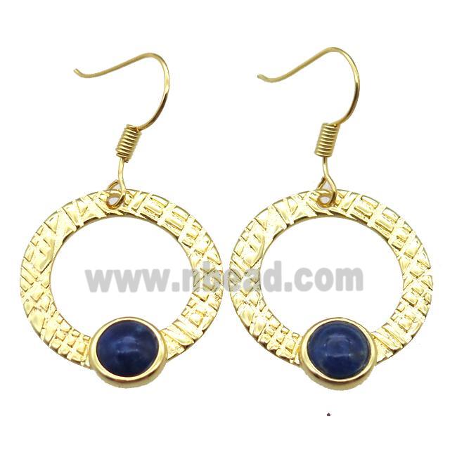 copper hook Earrings with Lapis, gold plated