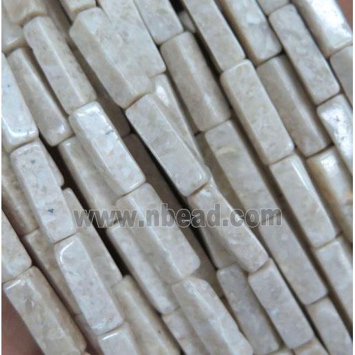 white Chinese River Jasper tube beads, Grade B