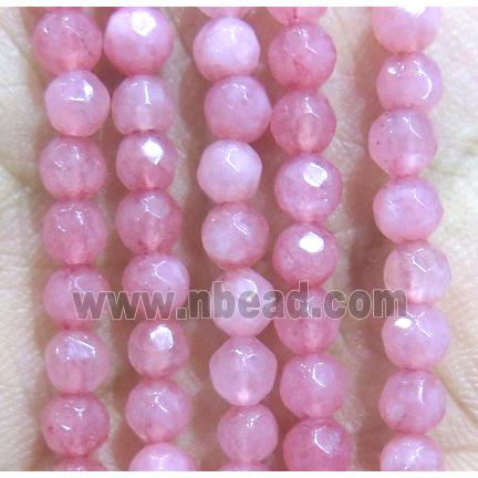 Jade Beads, faceted round, pink dye