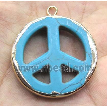 turquoise pendant, peace sign