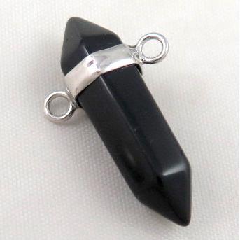 black onyx agate pendant bullet with 2holes