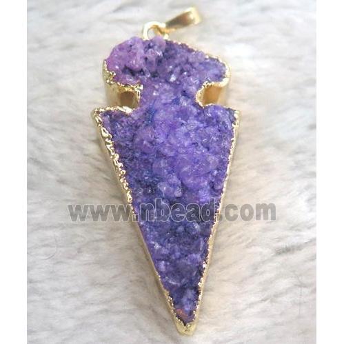 druzy quartz pendant, arrowhead