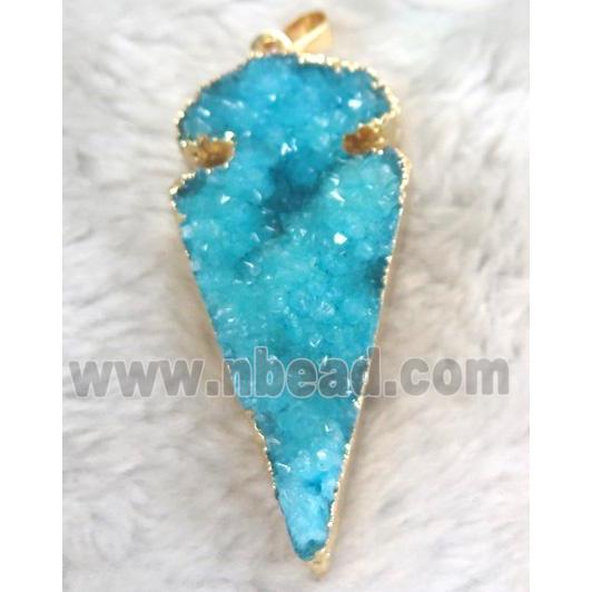 druzy quartz pendant, arrowhead