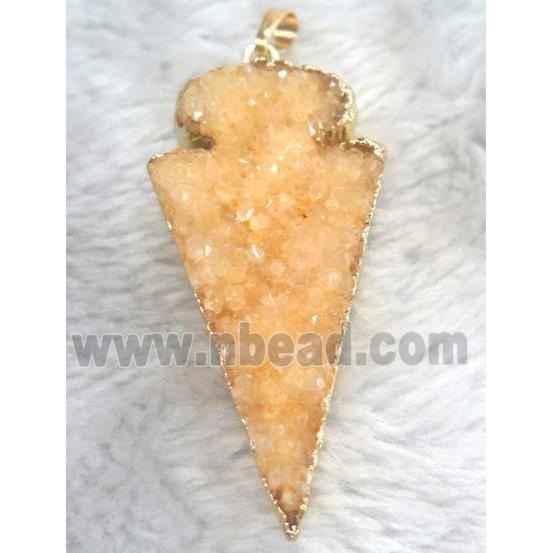 druzy quartz pendant, arrowhead