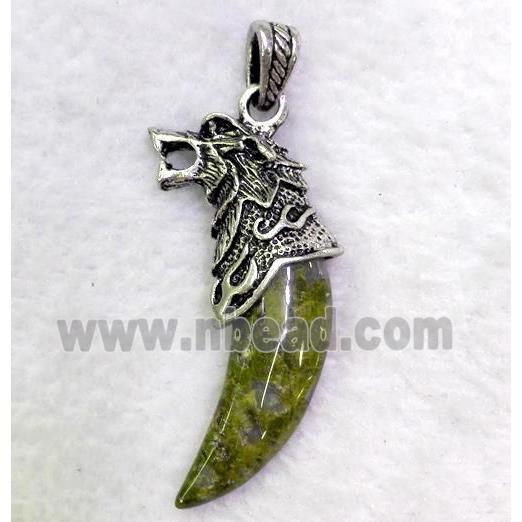 gemstone pendant, cattle horn