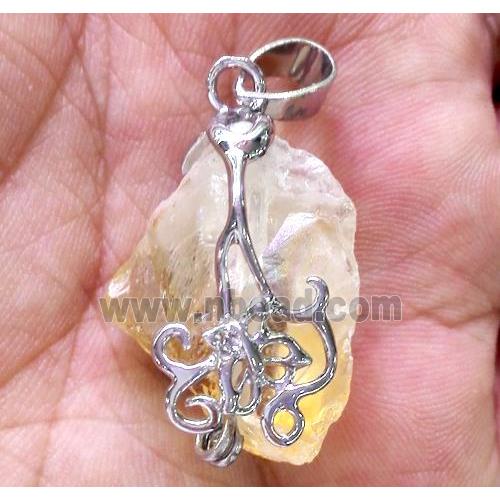 citrine pendant, freeform