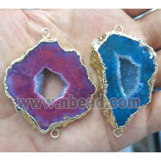 druzy agate connector, flat freeform, mix color