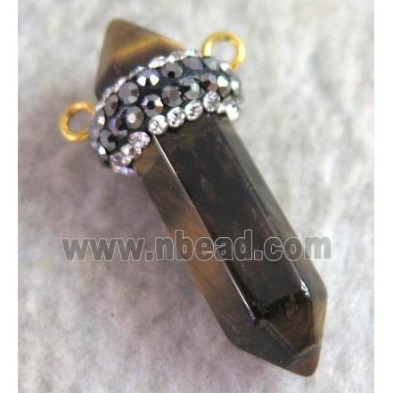 tiger eye stone connector paved rhinestone