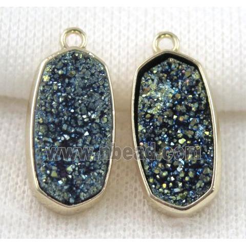 druzy quartz pendant, gold plated