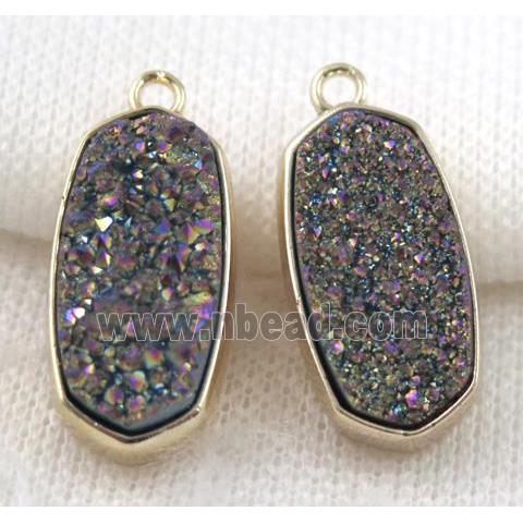 druzy quartz pendant, gold plated