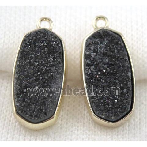 druzy quartz pendant, gold plated