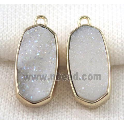 druzy quartz pendant, gold plated