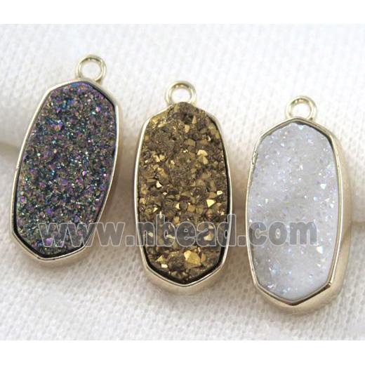 druzy quartz pendant, gold plated