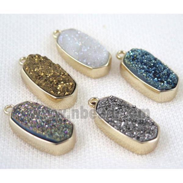 druzy quartz pendant, gold plated