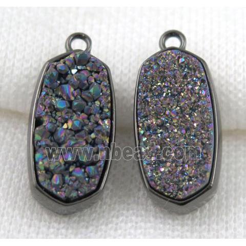 druzy quartz pendant, black