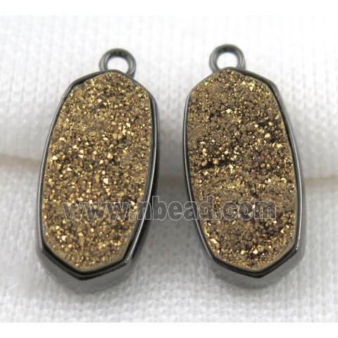 druzy quartz pendant, black