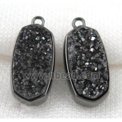 druzy quartz pendant, black