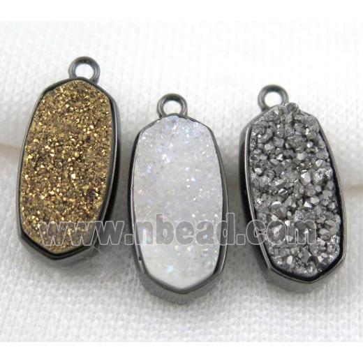 druzy quartz pendant, black