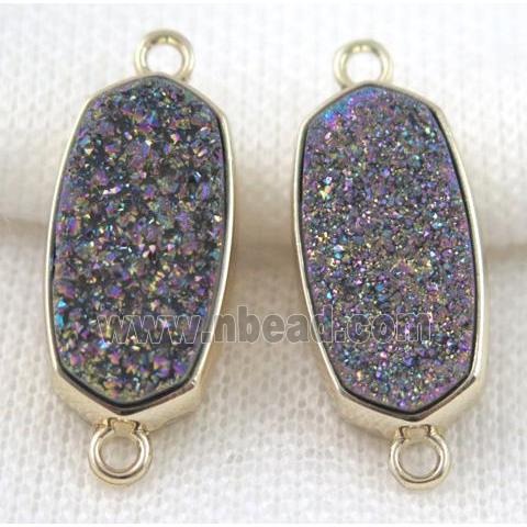 druzy quartz connector, gold plated