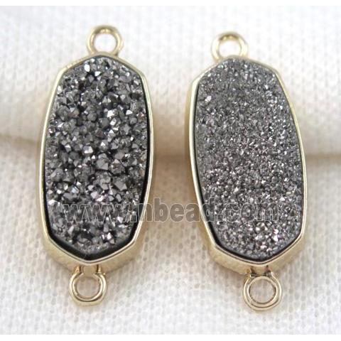 druzy quartz connector, gold plated