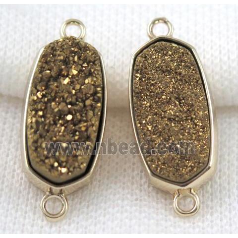 druzy quartz connector, gold plated