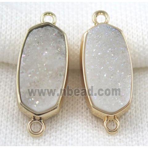 druzy quartz connector, gold plated